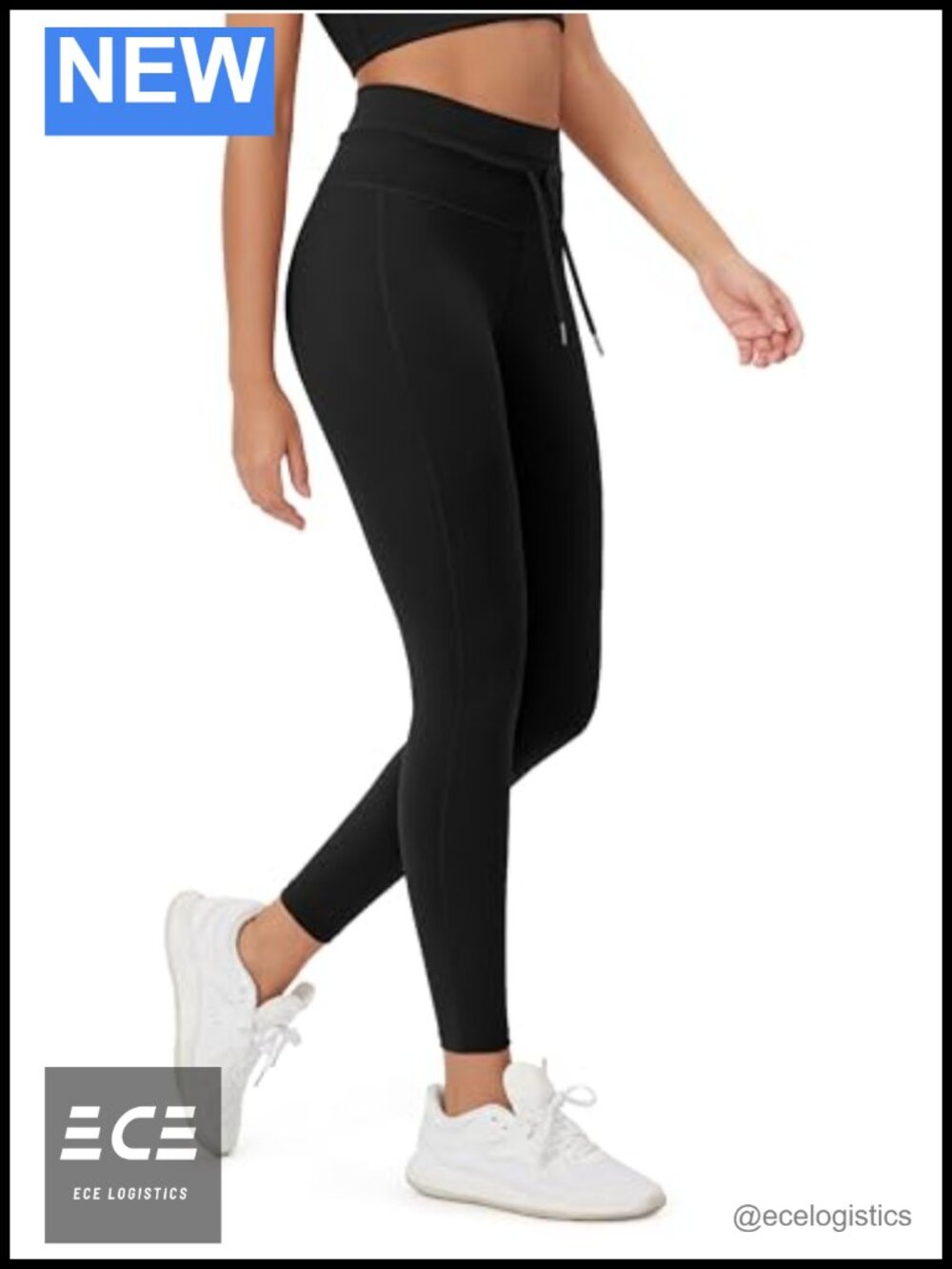 High Waist Drawstring Tie Leggings 25" 7/8 Yoga Workout Pants